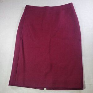 J.Crew Women Burgundy Wool Blend Professional No. 2 Pencil Skirt Size 0